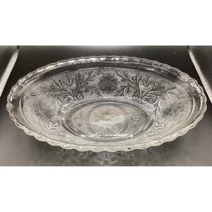 VTG Anchor Hocking Sandwich Pattern Oval‎ Vegetable Dish-8.5" x 5.5" Glass